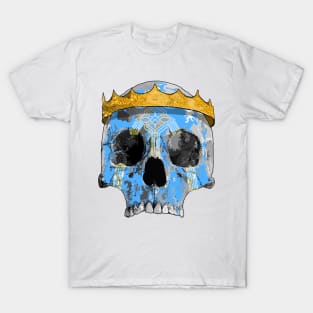 Sky blue skull with crown and warpaint T-Shirt